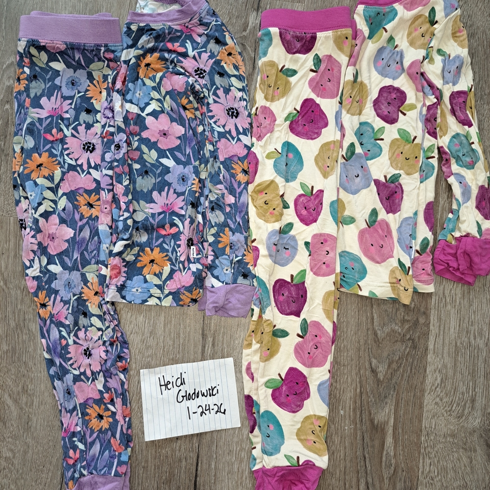 Little Sleepies Floral and Apple Print Kids Pajamas Set